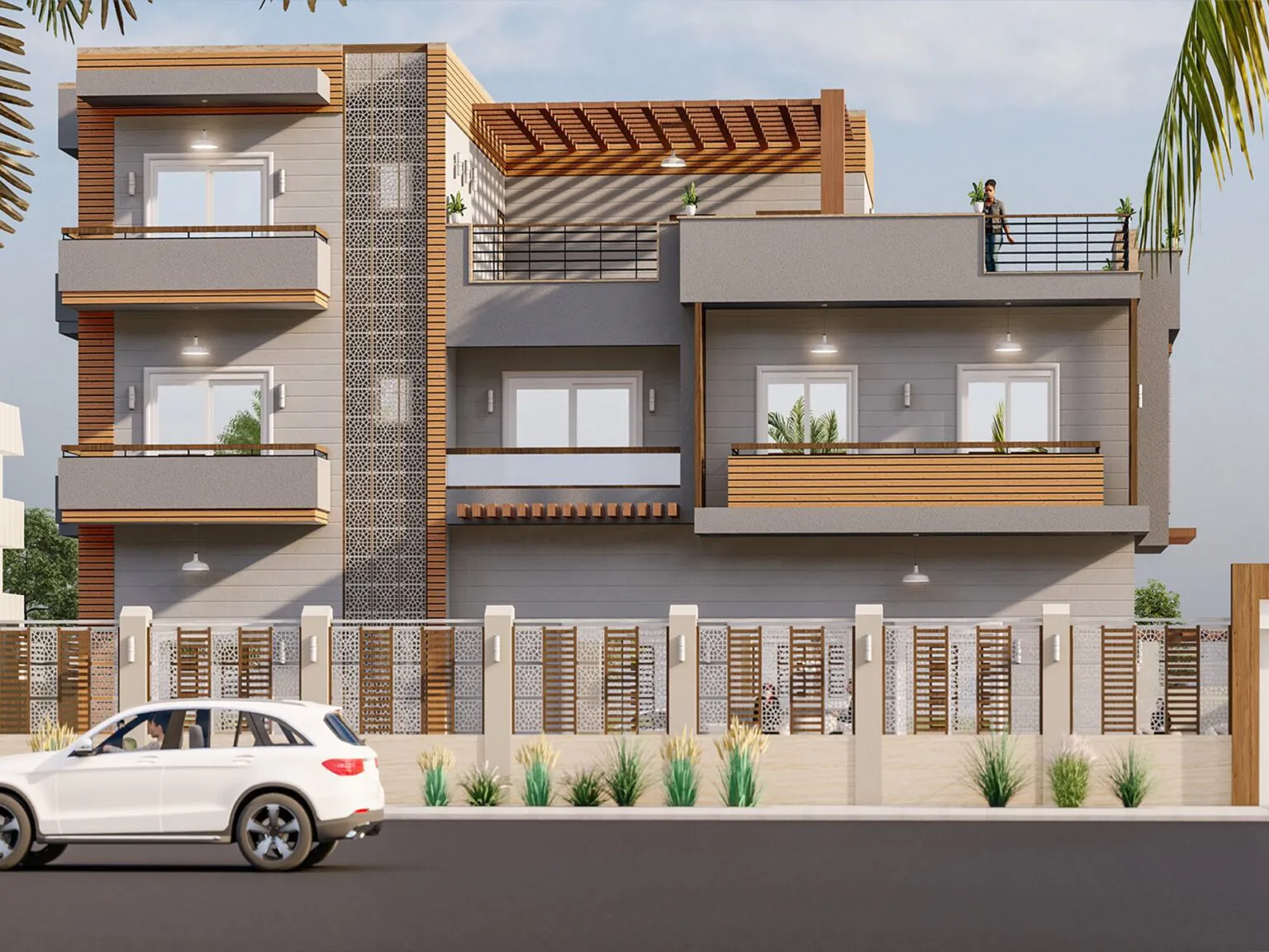 Classic Residential Duplex: A suburban home with a mix of traditional and modern elements. The design feels timeless and practical.