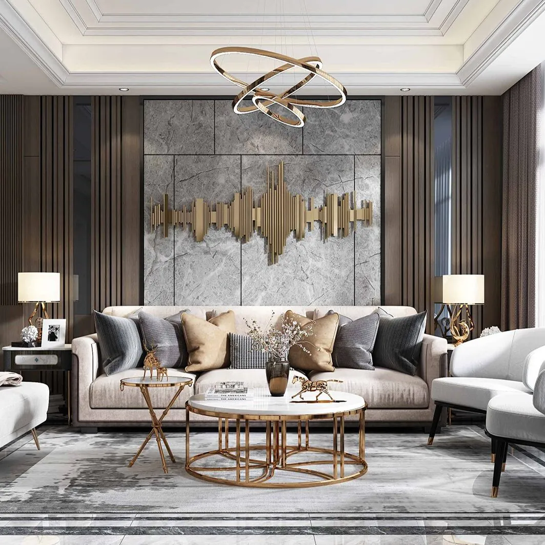 Luxury living room design with custom-built shelves, elegant lighting, and a modern look by Consept Art in Cairo