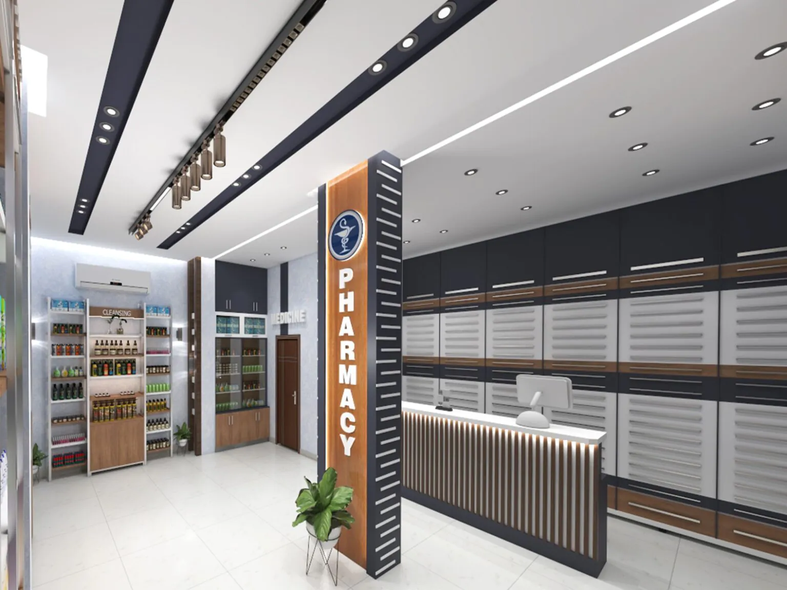 commercial pharmacy interior design by consept art in new cairo