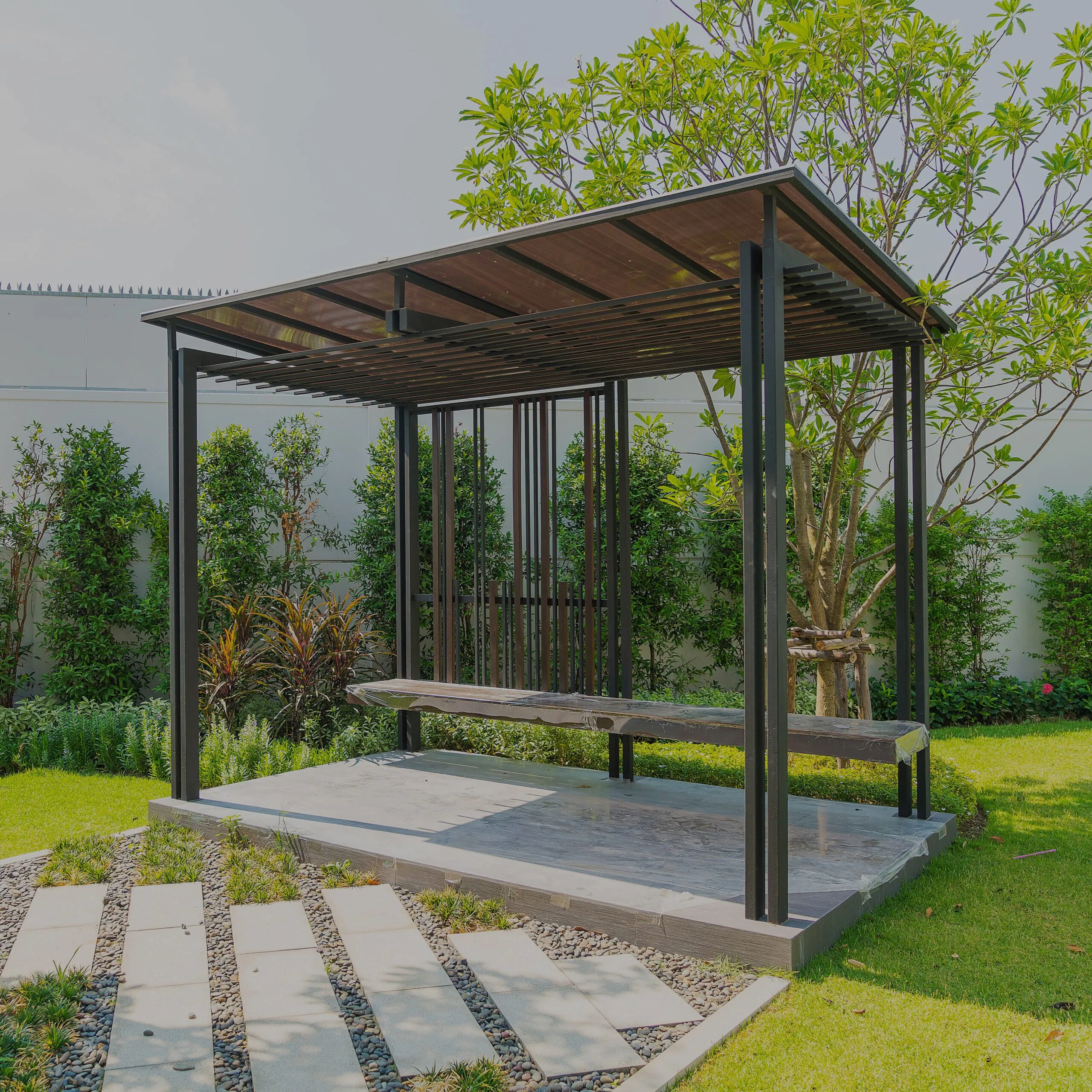 simple pavilion in garden